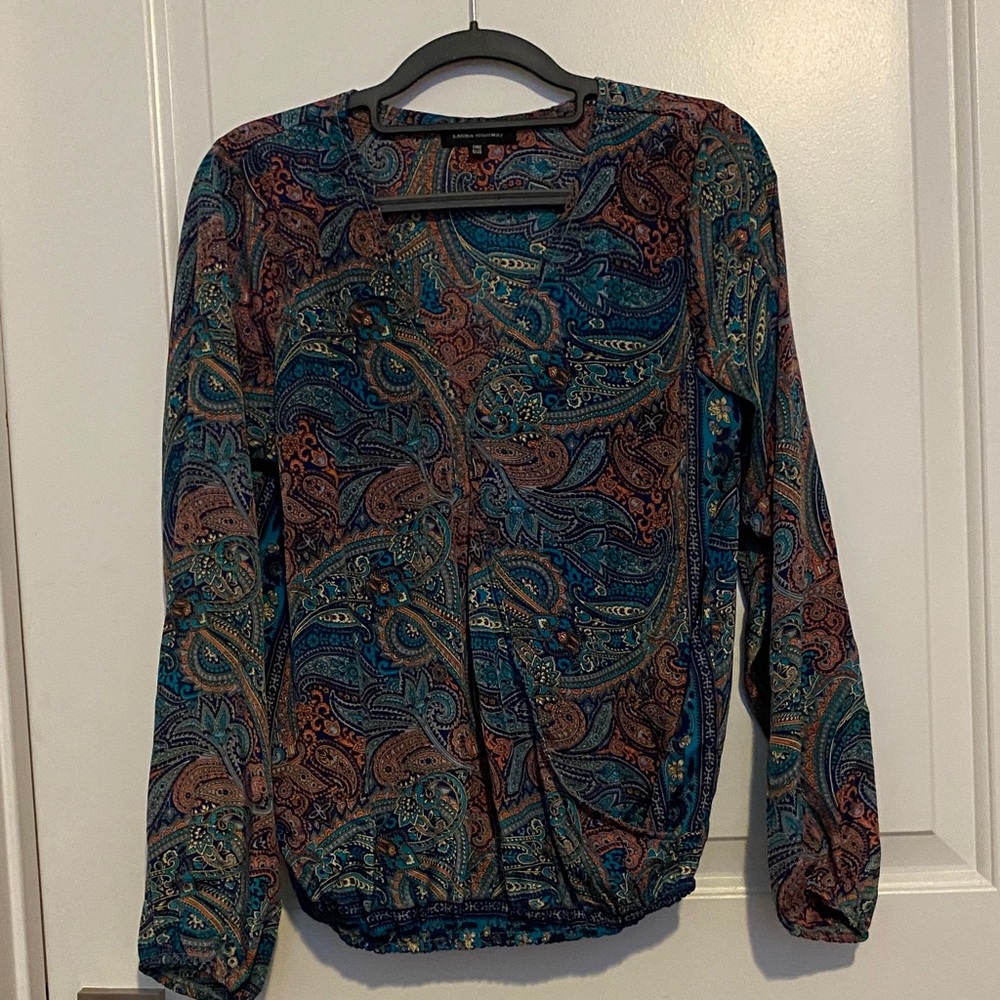 Paisley Print Long Sleeve Blouse in Teal & multiple colors Highway Karma